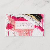 Carte De Visite Éclaboussures noires roses modernes de traçages (Devant)