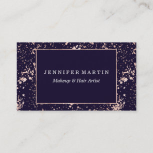 Carte De Visite Éclaboussures roses de peinture de bleu marine