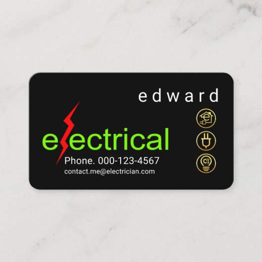 Carte De Visite Éclair Minimaliste Électrique (Devant)