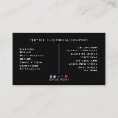 Carte De Visite Éclairage, Câblage, Électricien Professionnel (Dos)
