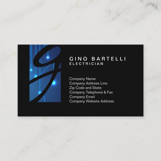 Carte De Visite Éclairage des circuits électriques Monogramme Comm (Devant)