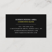 Carte De Visite Éclairage élégant, Électricien (Dos)