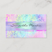 Carte De Visite Éclat à pinceau Iridescente Arc-en-ciel Leopard ro (Devant)