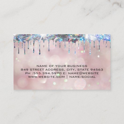 Carte De Visite Éclat brillant goutte | Bokeh Arrière - plan rose  (Dos)