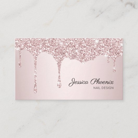 Carte De Visite Éclat Rose or Glitzer Moderner (Devant)