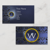 Carte De Visite ECLIPSE DAMASK GEM MONOGRAS bleu (Devant / Derrière)