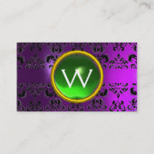 Carte De Visite ÉCLIPSE DAMASSÉ GEM MONOGRAMME violet vert (Dos)