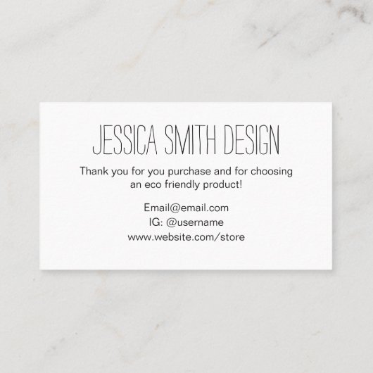 Carte De Visite Eco friendly / pro environnement simple merci bu (Dos)