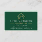 Carte De Visite Eco General Construction Moderne Vert Or QR Code (Devant)