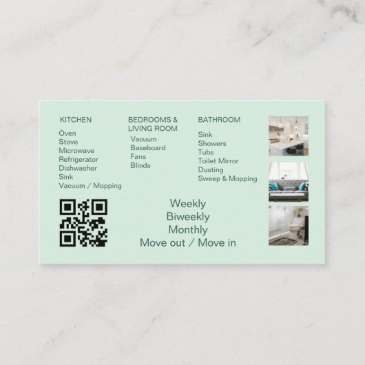 Carte De Visite Eco Green Maid Cleanhouse QR Code Sparkling (Dos)