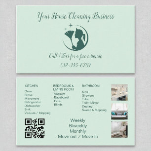 Carte De Visite Eco Green Maid Cleanhouse QR Code Sparkling