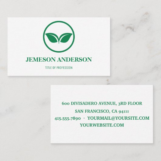 Carte de visite Eco Green | Professionnel (Devant / Derrière)