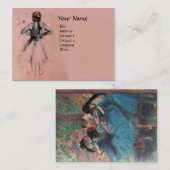 CARTE DE VISITE ÉCOLE DE BALLERINA DE DANSE, BALLET BLEU ROSE DANS (Devant / Derrière)