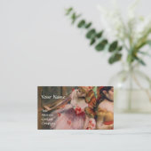 CARTE DE VISITE ÉCOLE DE DANSE, BALLERINA BALLET DANSEURS EN ROSE (Debout devant)