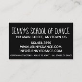 Carte De Visite École de danse Studio Ballet Tap Jazz Acro (Dos)