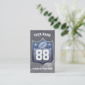 Carte De Visite École de Parties scintillant Blue & Silver Footbal (Debout devant)