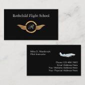 Carte De Visite École de pilotage Monogramme Classy (Devant / Derrière)