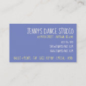 Carte De Visite École de professeur de danse Studio lyrique (Dos)