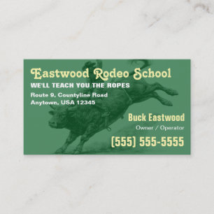 Carte De Visite École de Rodéo Formation de Cavalier de Taureau