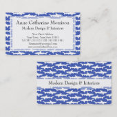 Carte De Visite École des requins bleu et blanc drôles (Devant / Derrière)