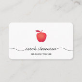 Carte De Visite École élémentaire Red Apple Enseignant simple Blan (Devant)