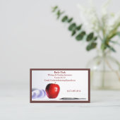Carte De Visite École Enseignante Code QR Marron Pomme Rouge (Debout devant)