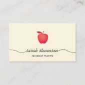 Carte De Visite École Red Apple Enseignant Simple Pale Jaune (Devant)