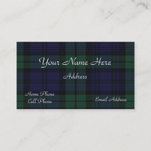 Carte de visite écossais de plaid de tartan (Devant)