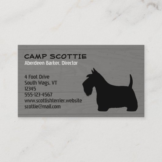Carte De Visite écossais Terrier Silhouette Style grain de bois (Devant)