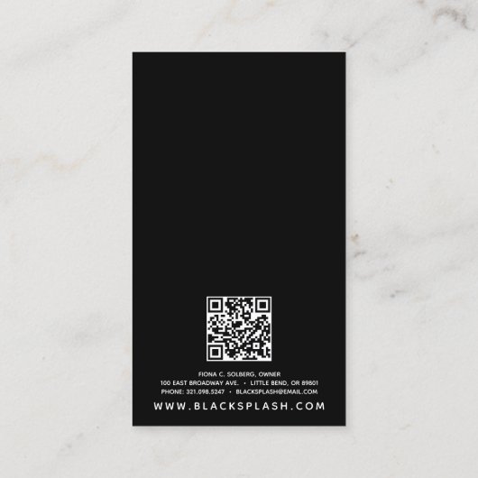 Carte De Visite Écouter Bijoux Affichage Peinture noir et or Strok (Dos)