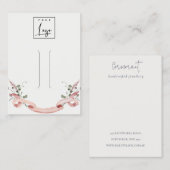 Carte De Visite Écran à cheveux rose Fleur sauvage à ruban (Devant / Derrière)