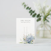 Carte De Visite Écran à coiffes florales Succulentes bleu doux (Debout devant)