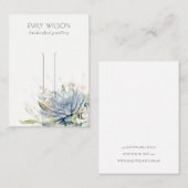 Carte De Visite Écran à coiffes florales Succulentes bleu doux (Devant / Derrière)