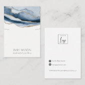 Carte De Visite Écran Abstrait Agate Blue Gold Collier Bande (Devant / Derrière)