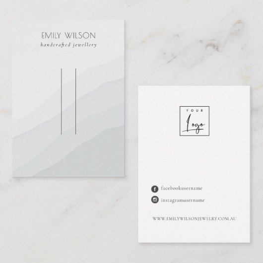 Carte De Visite Écran Abstrait blanc gris ondulé (Devant / Derrière)