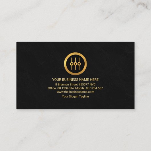 Carte De Visite Écran audio vidéo Ingénieur audio en granit noir (Dos)