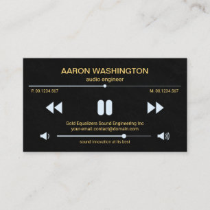 Carte De Visite Écran audio vidéo Ingénieur audio en granit noir