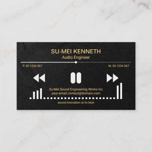 Carte De Visite Écran audio vidéo Ingénieur sonore Black Grunge (Devant)
