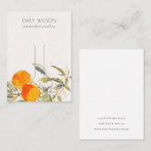 Carte De Visite Écran Boho Orange Fruit Aquarelle Écran à coiffure (Devant / Derrière)