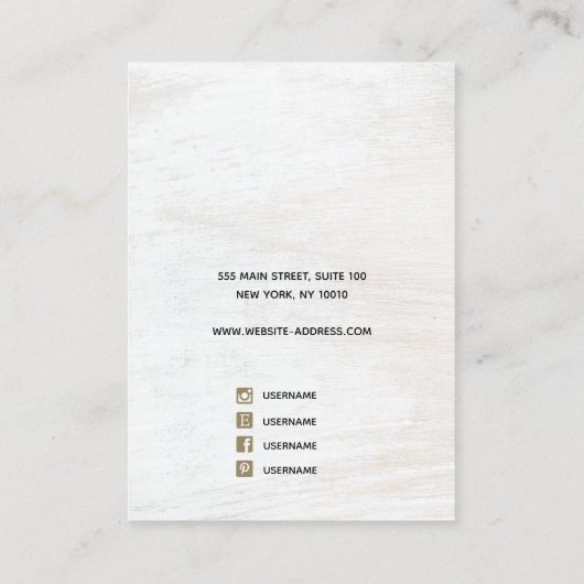 Carte De Visite Écran bracelet en bois blanc Script (Dos)