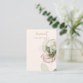 Carte De Visite Écran Chic Blush Green Rose Flower Blank Bijoux (Debout devant)