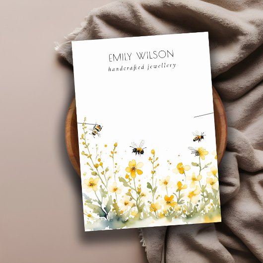 Carte De Visite Écran Chic Fleur sauvage de printemps d'abeille