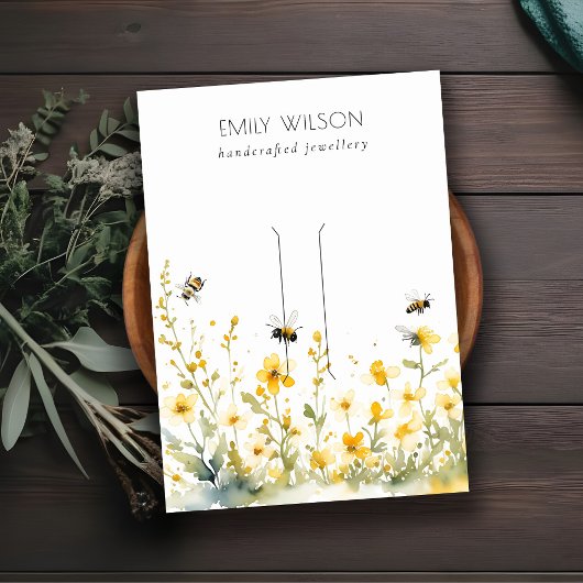 Carte De Visite Écran Chic Fleur sauvage Jaune Bumble Bee Hairclip