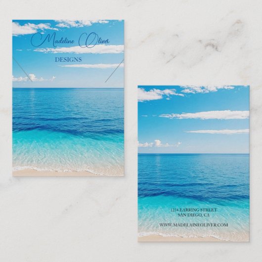 Carte De Visite Écran Collier bleu océan (Devant / Derrière)