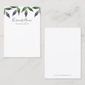 Carte De Visite Écran d'aquarelle vert pourpre (Devant / Derrière)