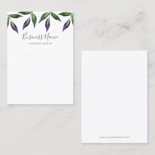 Carte De Visite Écran d'aquarelle vert pourpre (Devant / Derrière)