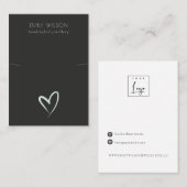 Carte De Visite Écran de bande simple Black Blue Heart (Devant / Derrière)