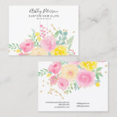 Carte De Visite Écran de barrette à poils d'aquarelle florale pour (Devant / Derrière)