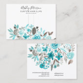 Carte De Visite Écran de barrette à poils d'aquarelle turquoise à (Devant / Derrière)
