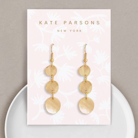 Carte De Visite Écran de bijoux à oreille rose pâle